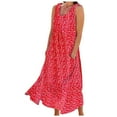 thumbnail image 1 of Robes d'Été pour Femmes Robe de Plage en Lin Col Décontracté Ample Robe Midi avec Poches, 1 of 9