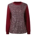 thumbnail image 4 of Womens Blouses Tops New V Neck Shiny Sequin Elegant Sequin Long Sleeve Loose Version Of Sequin Womens Dressy Casual Shirts,Red,L, 4 of 8