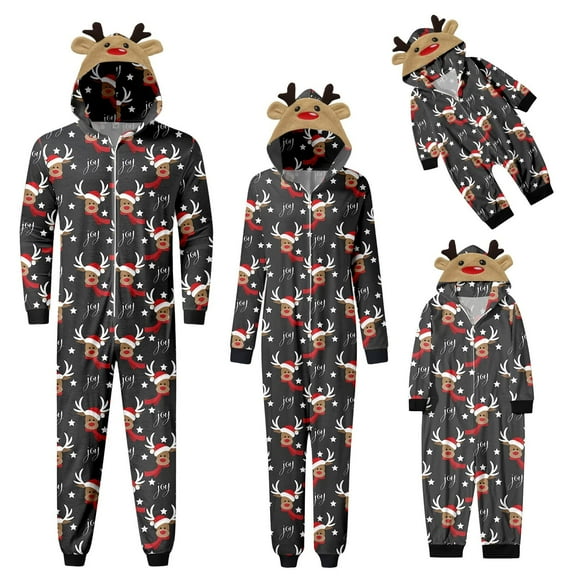 Family Christmas Pjs Matching Sets Reindeer Onesie Pajamas for Family