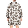 thumbnail image 2 of White Brown Sunflower Pattern Wearable Oversized Blanket,Wearable Blanket Hoodie for Adults,Cozy Hooded Blankets with Super Pockets,Super Warm Fuzzy Pullover for Women & Men, 2 of 6
