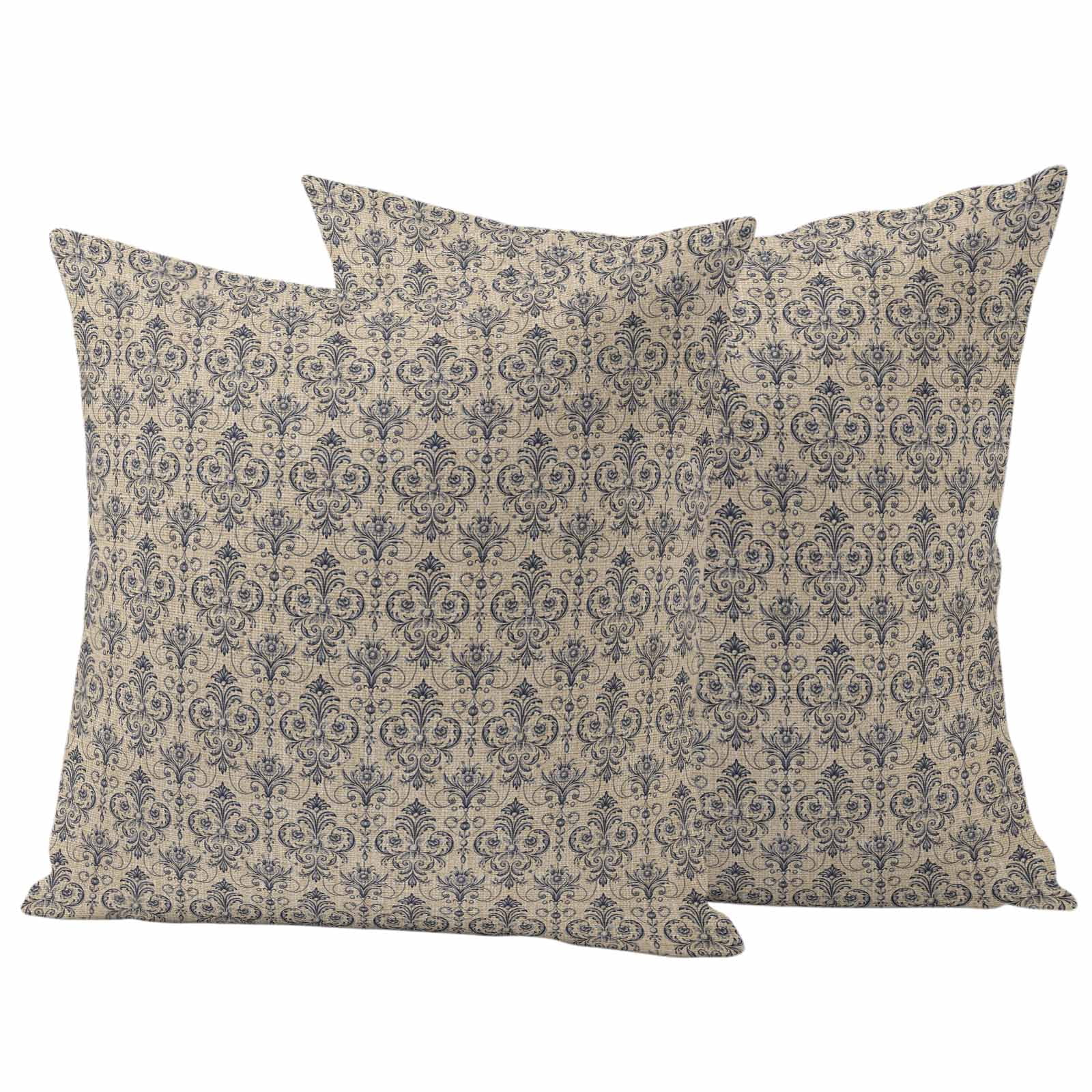 Brown Floral Abstract Outdoor Waterproof Throw Pillow Covers 20x20 Set of 2, Vintage Ethnic Bohemian Flowers Decorative Pillowcases Cushion Pillowcase for Couch Sofa Patio Outside Pillow Protector