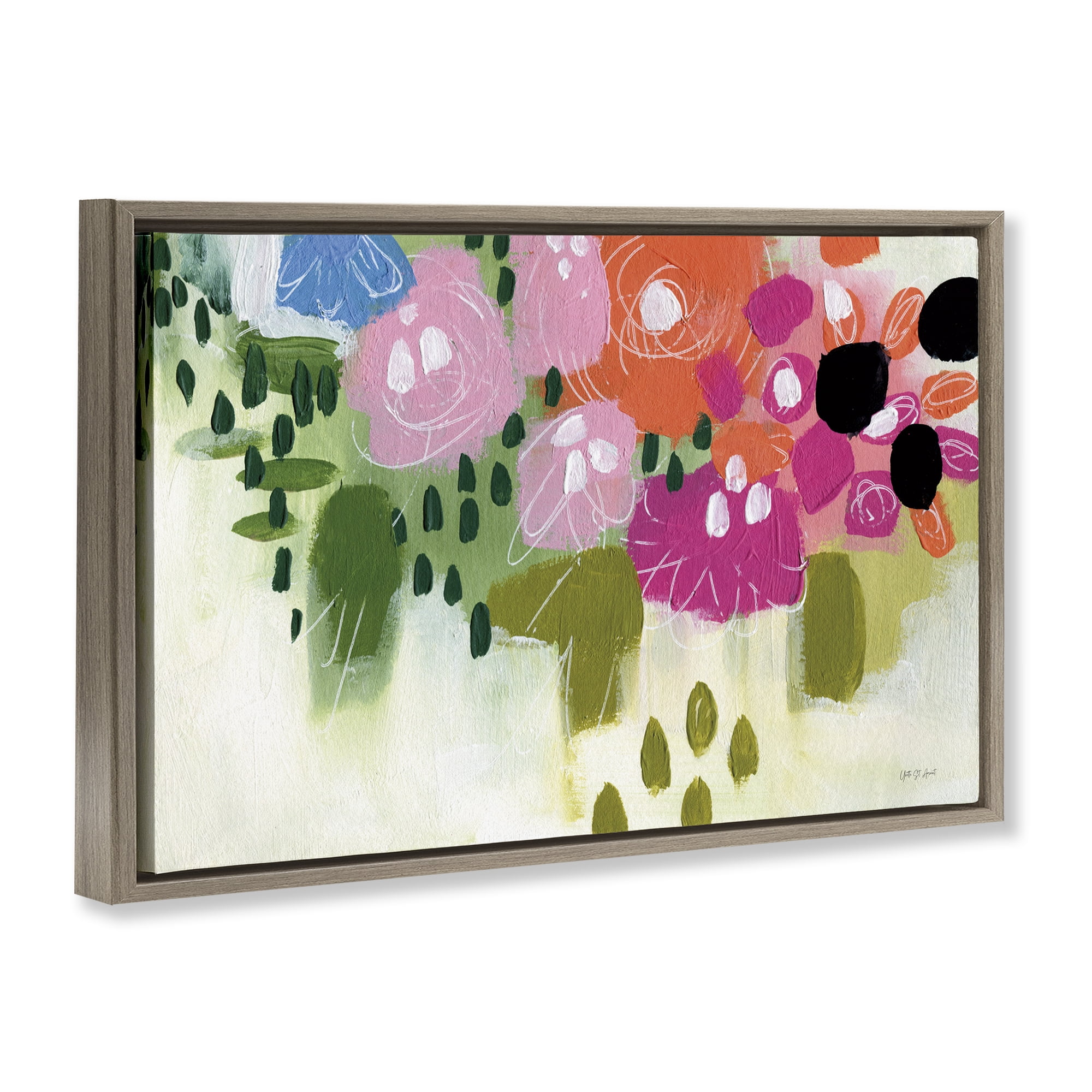 Stupell Industries Abstract Brushed Floral Botanical & Floral Painting Brown Floater Framed Art Print Wall Art, 25 x 17