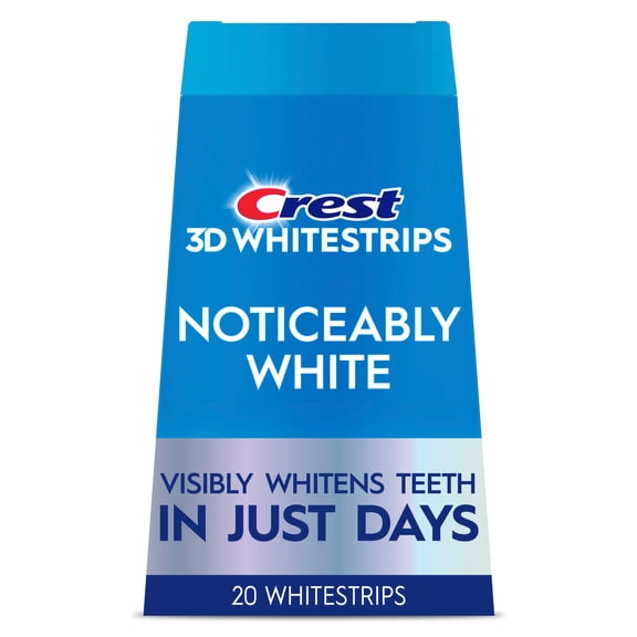 Crest 3DWhitestrips Noticeably White, At‑Home Teeth Whitening Strips, Enamel Safe, 10 Treatments