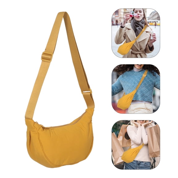 LOLIPPYY Yellow Nylon Dumpling Shoulder Bag Casual Crossbody Sling Purse for Travel
