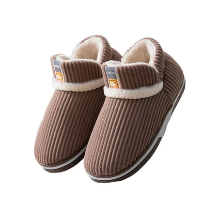

Lacyhop Womens Bedroom Breathable House Slippers Lightweight Non-slip Warm Slipper Plush Lining Fuzzy 1802 [High Gang Cotton Shoes] Coffee 10.5-11
