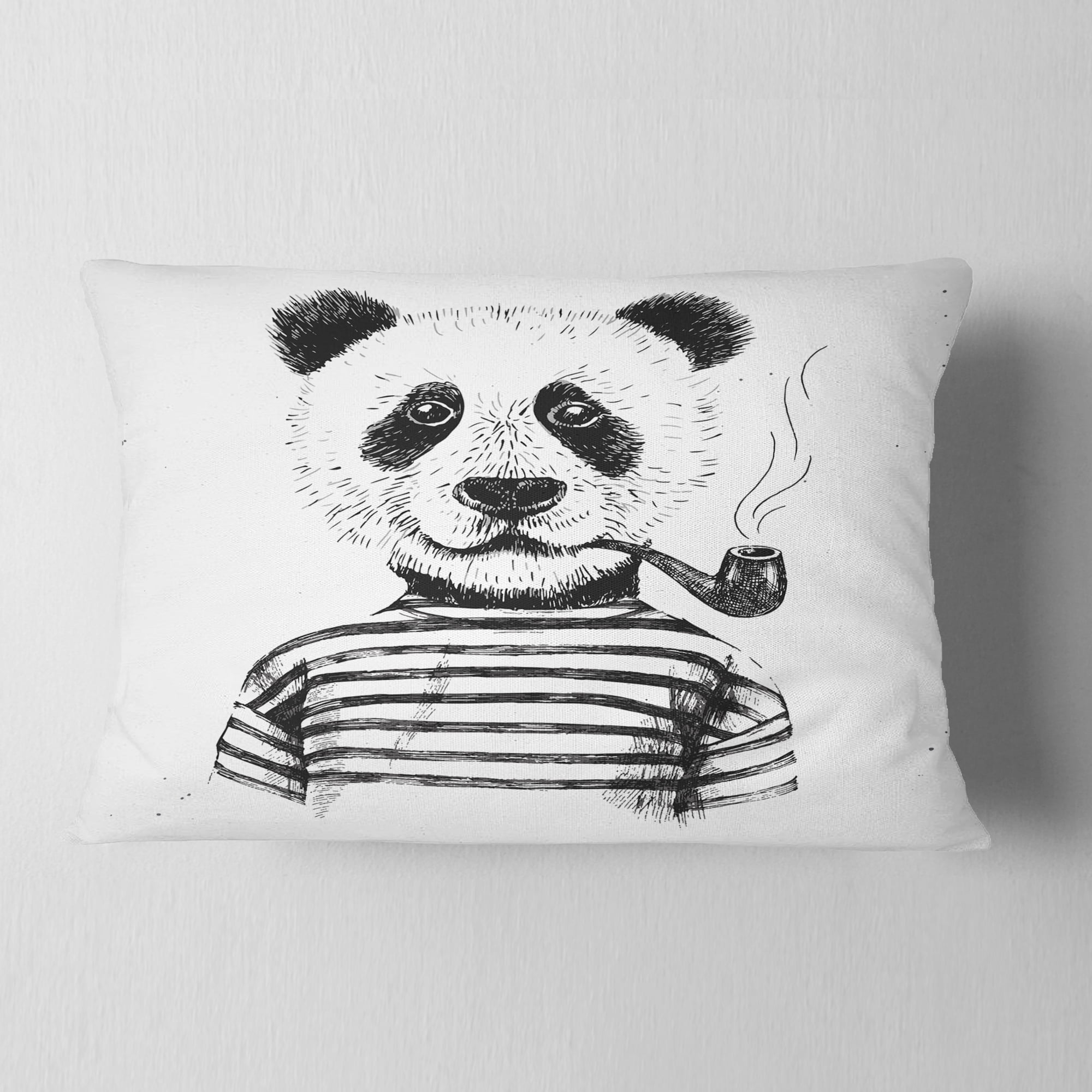 Designart Hipster Pandas Black and White - Animal Throw Pillow - 12x20