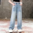 thumbnail image 2 of Guluxicc Girls Baggy Jeans Kids Denim Pants Straight Wide Leg Streetwear Girl Trendy Pants Elastic Waist 4-14 Years, 2 of 9