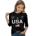 thumbnail image 3 of Abcomgle Patriotic Shirts for Girls Kids 4th Of July USA Flag Print Shirts Crew Neck 3/4 Sleeve T-Shirt Funny Independent Day T Shirt,Black,12-13Years, 3 of 4