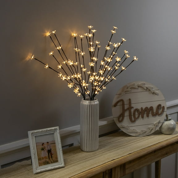 Northlight Pre-Lit Artificial Cherry Blossom Tree Branches - 2.5' - Warm White LED Lights - Set of 3