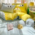 thumbnail image 3 of Solid Grey Duvet Cover Set Soft Blue Grid Flat Sheet Quilt Cover Pillowcase Bed Linen Twin Queen Full Size Simple Bedding Set, 3 of 5