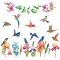 thumbnail image 1 of Pegatinas de pared de colibrí, calcomanías de vinilo con flores de acuarela, autoadhesivas, decoración artística de pájaros voladores para dormitorio, guardería, sala de juegos para niños, sala de, 1 of 6