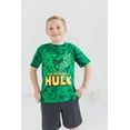 thumbnail image 2 of Marvel Avengers Hulk Little Boys T-Shirt and French Terry Shorts Outfit Set Little Kid to Big Kid, 2 of 5