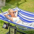 thumbnail image 4 of SUNCREAT Outdoor Two Person Hammock with Steel Stand Heavy Duty for Camping, Max 475lbs Capacity, 76"L x 52"W, Blue Stripe, 4 of 7