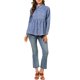 thumbnail image 2 of Camisa de mezclilla de botón con peplum de manga larga casual para mujer INSPIRE CHIC S Azul Claro, 2 of 6