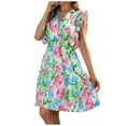 thumbnail image 2 of Sentmoon Comfort Womens Dresses Fall Dresses for Women 2024 Casual Fashion Floral Print Short Dresses,Fit & Flare Trendy Women Clothing Pink XL Fall Saving, 2 of 4