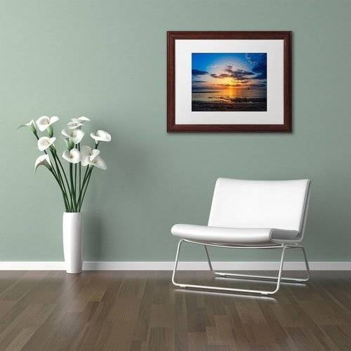 Trademark Fine Art 'Sunset Breakwater Lighthouse' Canvas Art by PIPA Fine Art, White Matte, Wood Frame