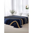thumbnail image 5 of Marble Queen Size Flat Sheet, Wrinkleproof & Fadeproof Cooling Flat Bed Sheet Only, Navy Blue Modern Abstract Gold Gradual Art Breathable Soft Bedding Top Sheets 90 x 102 Inches, 5 of 8