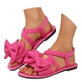 thumbnail image 3 of AUDeals Women’s Ankle Strap Bowknot Flat Sandals Open Toe Dressy Slip On Summer Beach Holiday Casual Shoes (Hot Pink, 7.5), 3 of 7