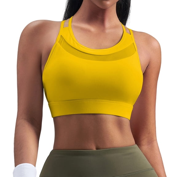 vdgthytj Yoga Tank Tops for Women with Built in Bra Sleeveless Crew Neck Cross Back Slim Fitted Quick Dry Gym Workout Crop Tops