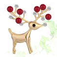 thumbnail image 3 of Broche Créative de Noël en Alliage Sika Cerf Imitation Perle Strass Broche Insigne de Mode (Style de Perle Rouge), 3 of 7