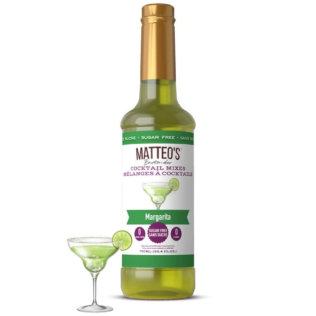 Matteo's Sugar Free Cocktail Syrup, Margarita, 750mL, 0 Calories, 0 Sugar, (Single Bottle)