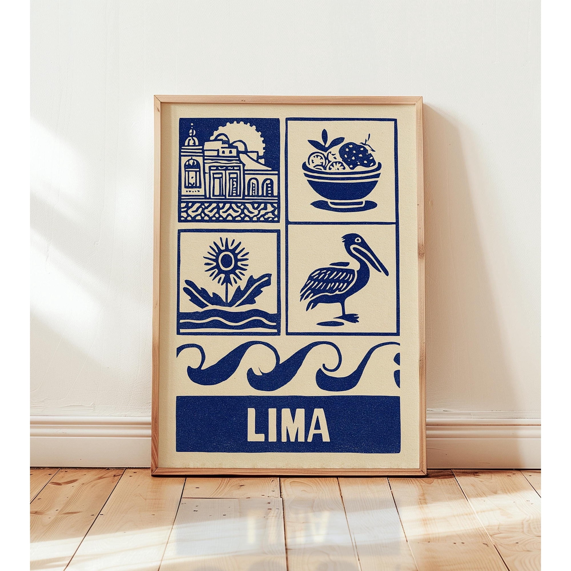 Lima Linocut Art Print, Modern Peruvian Travel Poster, Poster Only