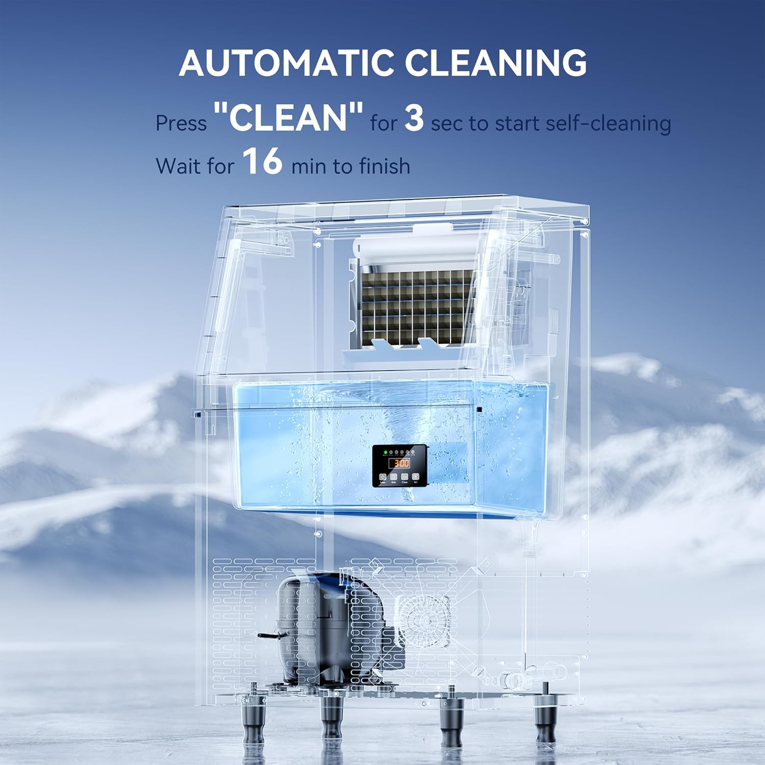 Coolski Commercial Ice Maker, 200 lbs/24H Under Counter Ice Machine, 35 lbs Bin