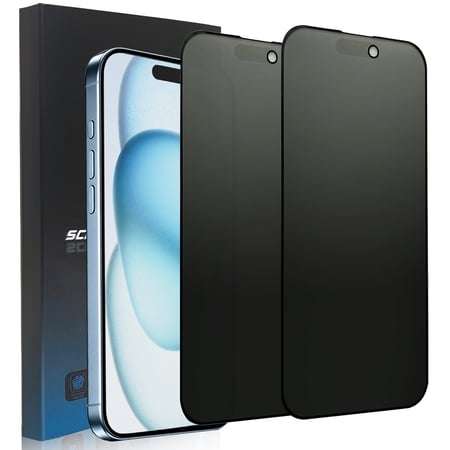 ZYQEEE 2 Pack Matte Privacy Screen Protector for iPhone 15 Plus - 6.7", Anti-Spy Scratch Resistant Tempered Glass Film, Anti-Glare and Anti-Fingerprint, Rounded Edge Full Coverage