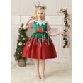 thumbnail image 2 of Seyurigaoka Little Girl’s Christmas Gifts Printed Short Sleeve/Sleeveless Formal Dress, 2 of 9
