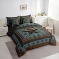 thumbnail image 4 of Homewish Steel Blue Texas Stars Twin Bedding Sets 7-Piece, Bohemian Western Fashion Bedding Comforter Set, Rustic Farmhouse Reversible Sheet Sets, Super Cozy Room Decor, 4 of 8