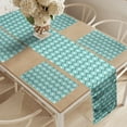 thumbnail image 2 of Ambesonne Abstract Table Runner & Placemats, Circles and Stripes, Placemat 4 pcs + Runner 16"x72", Seafoam Black White, 2 of 2