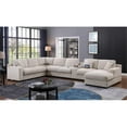 thumbnail image 4 of Celine Beige Chenille Fabric Sectional Chaise Cupholders Charging Ports, 4 of 13