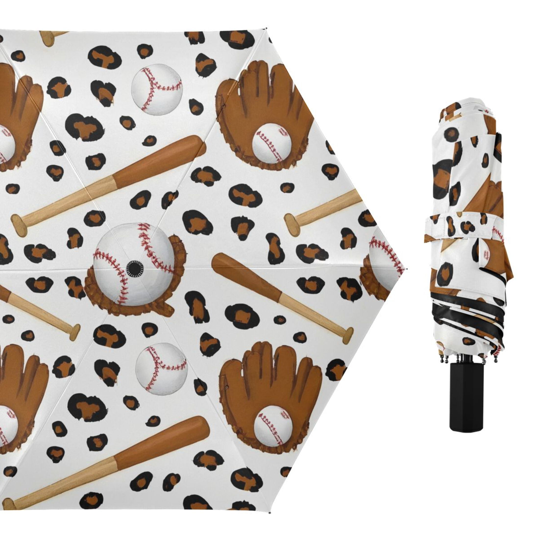 ALAZA Cool Baseball UPF 50+ Compact Folding Umbrella for Rain Travel Umbrella Packable