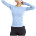 thumbnail image 6 of Otntypg Workout Shirts for Women Long Sleeve Trendy Oversized Slim Fit Crewneck Workout Tops Lightweight Quick Dry Gym Athletic Tops Basic Seamless Yoga Shirts with Thumb Hole Sky Blue M, 6 of 7
