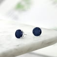 thumbnail image 5 of Gem Stone King 925 Sterling Silver Blue Sapphire Stud Earrings for Women Men (9.90 Cttw, Round 10MM), 5 of 5