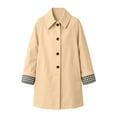 thumbnail image 7 of Xdegoge Womens Lightweight Trench Coat Button Down Lapel Jacket with Plaid Lined Cuffs Long Sleeve Casual Fall Office Work Fashion Outerwear, 7 of 7