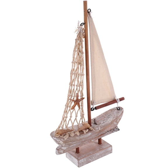 DEEPCRAFF Miniature Sailboat Rustic Boat Decor 1Pcs 11.00X5.89X1.97In