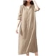 thumbnail image 2 of Puntoco Vestido De Manga Corta Con Cuello En V, Vestido Suelto Versátil De Color Liso Con Cuello En V Y Manga Media Para Mujer Caqui Xxxl, 2 of 6