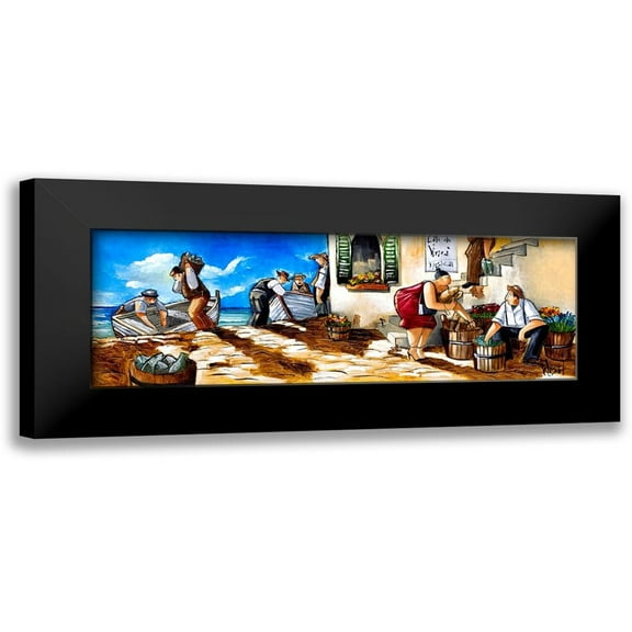 West, Ronald 14x7 Black Modern Framed Museum Art Print Titled - Fisherman