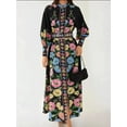 thumbnail image 5 of Printed Long Sleeve Maxi Dress with Belt, 5 of 7