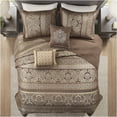 thumbnail image 5 of JERFIT Reversible King Size Jacquard Bedspread Set 5-Piece, Brown Gold Luxury Quilted Microfiber Bedding with Decorative Pillows, 5 of 8