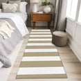 thumbnail image 5 of Brown Striped 2x6 Kitchen Runner Rug, Farmhouse Modern Khaki Stripes Non-Skid Rubber Backing Large Rectangle Rugs - Living Room Bedroom Home Office, Indoor Floor Mat Carpets Washable Rug, 5 of 9