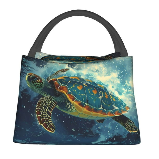 Fotbe Surfing Turtle Bolsa Térmica Portátil con Estampado, Bolsa de Entrega de Alimentos Aislada, Bolsa Reutilizable de Gran Capacidad para Comidas y Supermercado