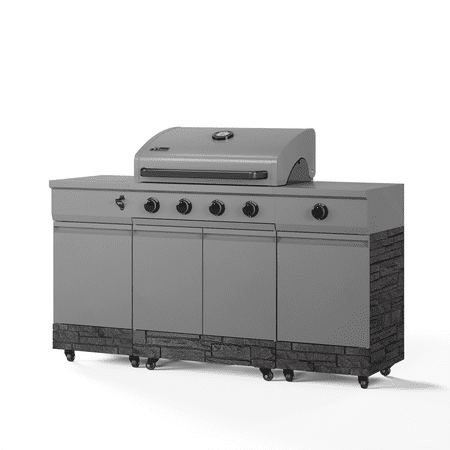 TYTUS Grills - Fresno Series Graphite Stacked Stone Island Grill - Gunmetal Gray