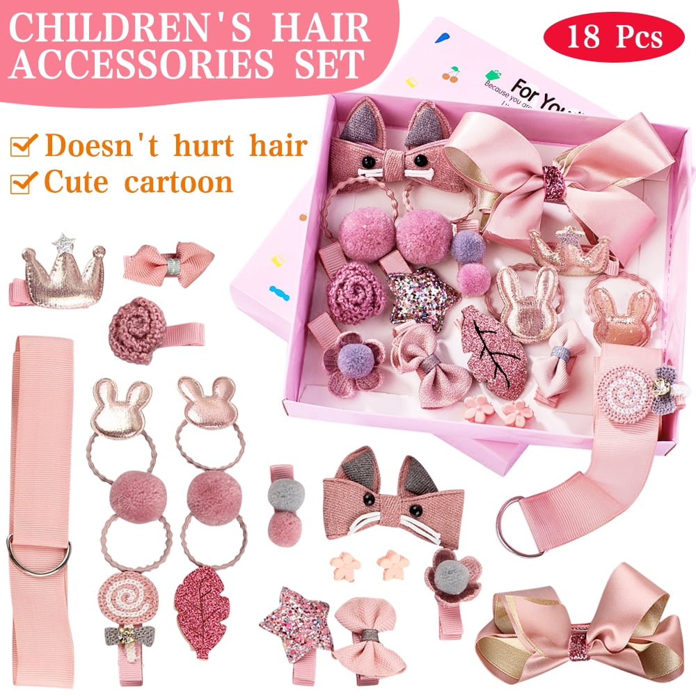 48PCS Baby Girls Hair Accessories Set Baby Hair Clips Fully Lined Cute Hair  Bows Clips Elastic Hair Bands Bow Hair Ties Ponytail Holders for Little