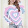 thumbnail image 5 of Fall Loose Tops for Girl Heart Printed Color Contrast Long Sleeve Crew Neck Fashion Casual Pullover Top for Daily Wear Multicolor 02 1-2 Years, 5 of 7