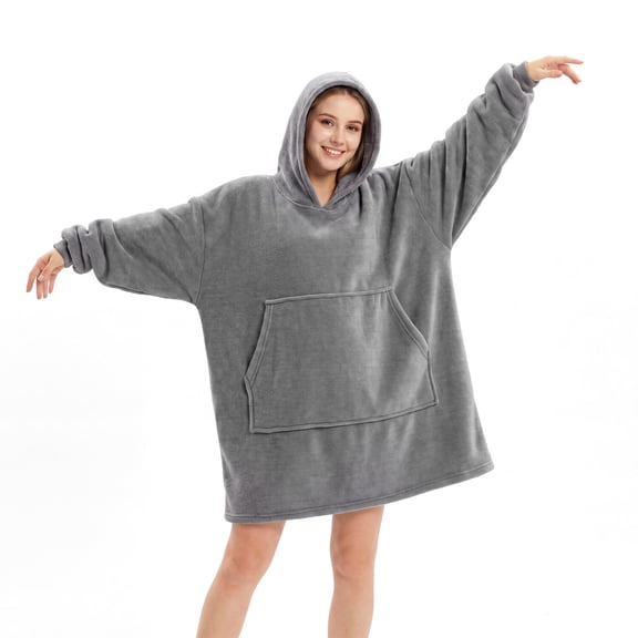 Dearfoams Grey Hooded Blanket