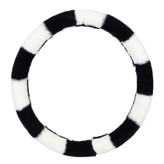 Cow Print Steering Wheel Cover Elastic Plush Softy Fluffy Car