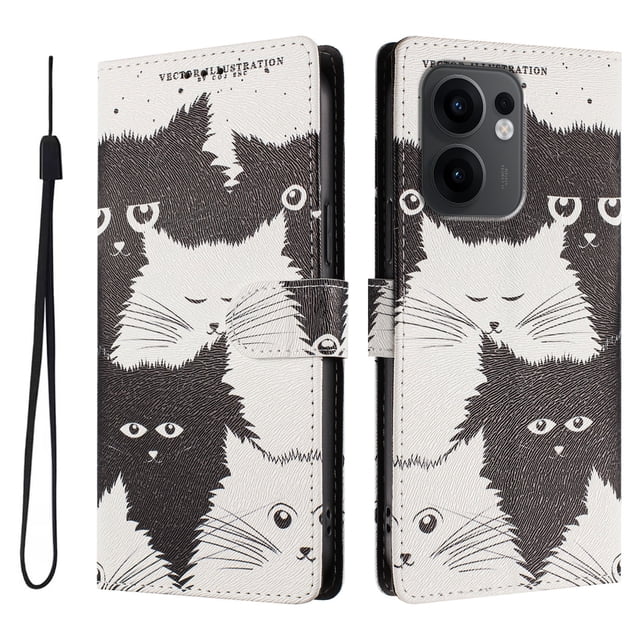 FOXDOCK Funda Tipo Cartera para OPPO Reno 13F con Soporte y Correa – Diseño de Patrones Lindos