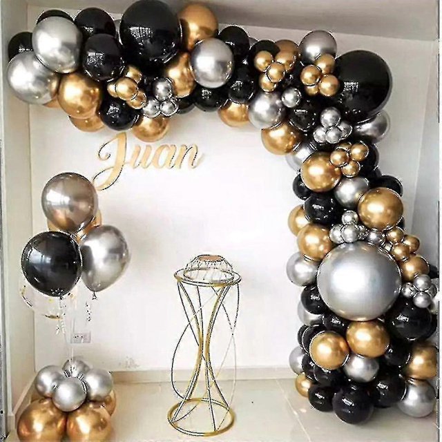 110 globos dorados y negros para fiestas, globos plateados, decoraciones para bodas y cumpleaños.